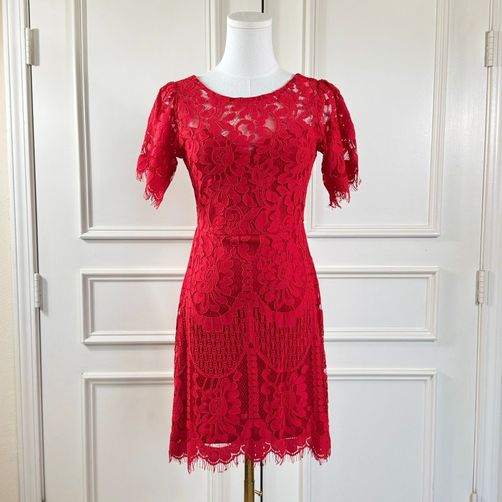 Lulus Lace Mini Dress Women's Size XS Red Cocktail Party Romantic